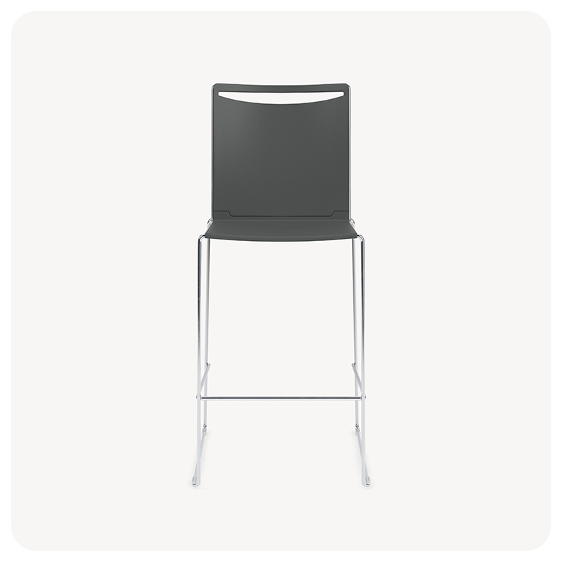 stackable poly back bar stool on a sled base product on a clean light gray background