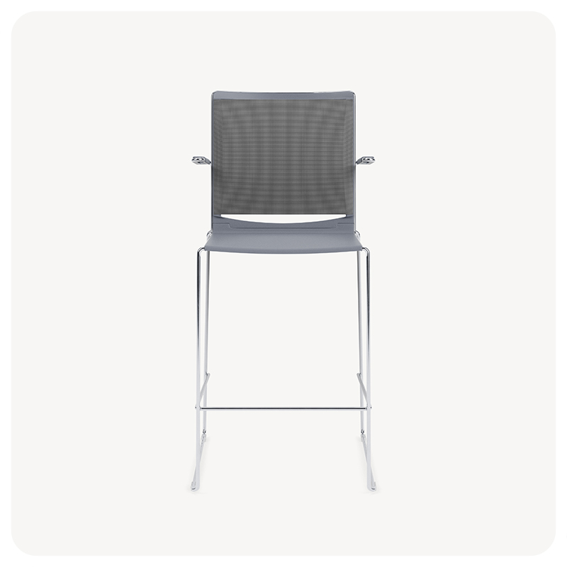 stackable mesh back bar stool on a sled base product on a clean light gray background