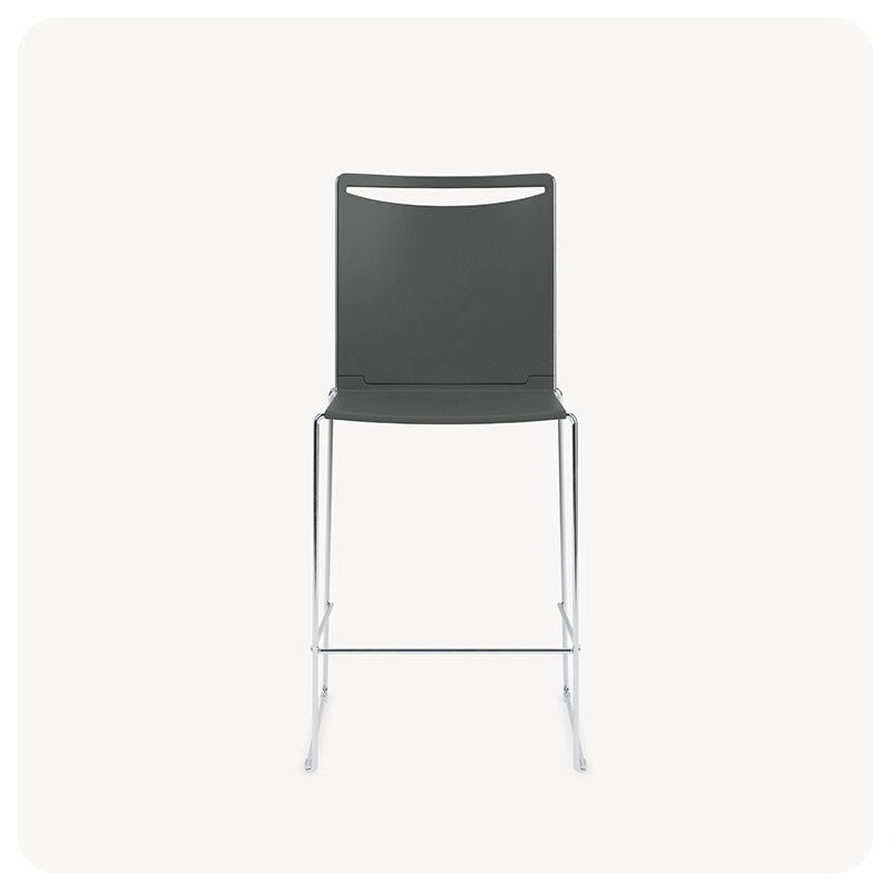 stackable poly back counter stool on a sled base product on a clean light gray background