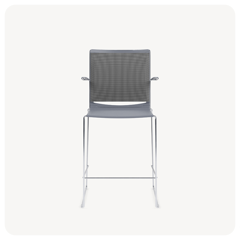 stackable mesh back counter stool on a sled base product on a clean light gray background