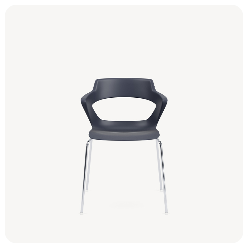 stackable chair on a 4-leg base product on a clean light gray background