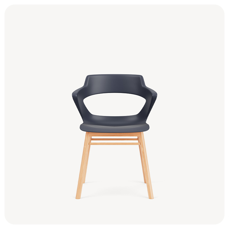 guest chair on a modern wood base product on a clean light gray background