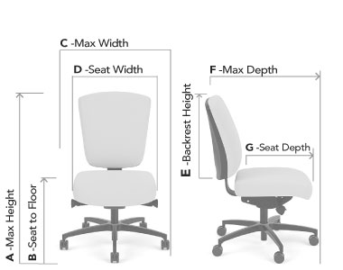 Chair with a quick adjust synchro + seat depth + forward tilt (#67C-SS-FT)