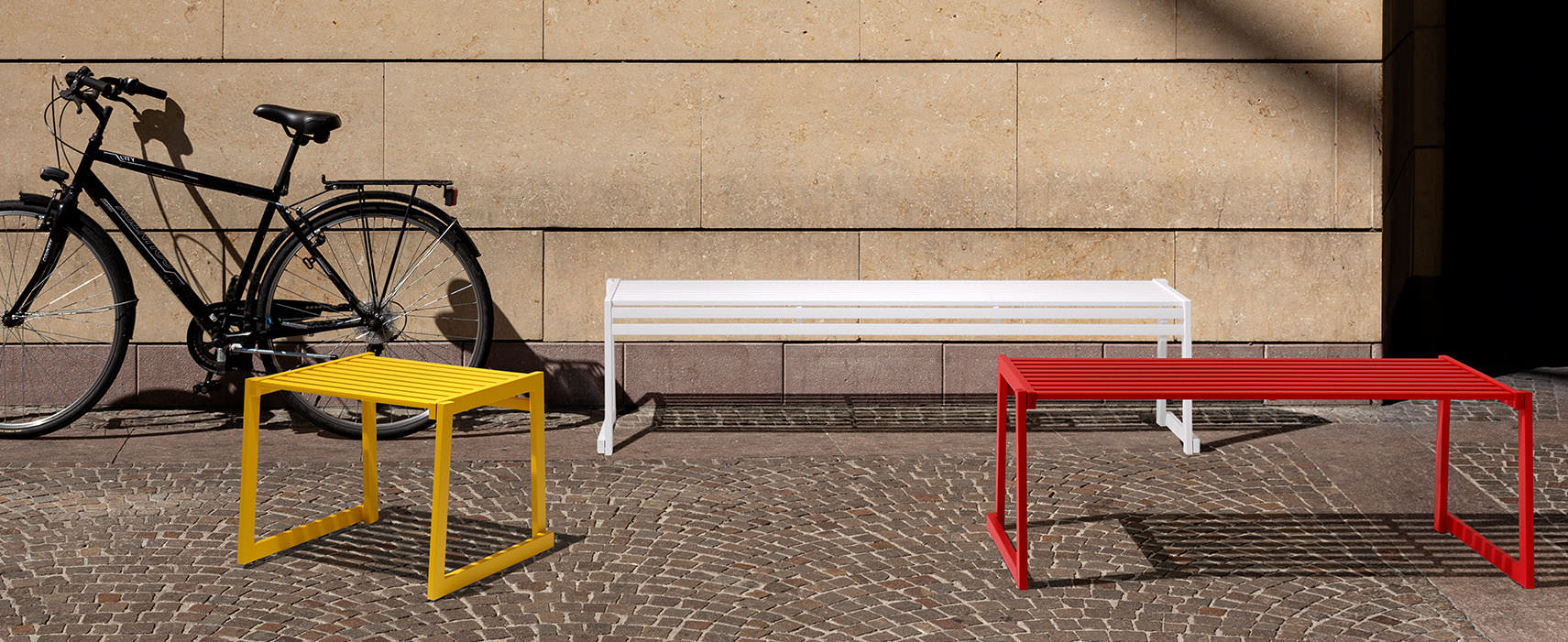 Streetscape benches in 3 sizes.