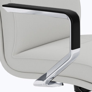 Polished fixed cantilever with black armrest