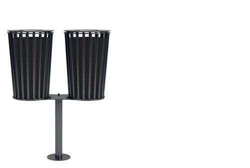 Double ground bolted litter bin #XDBP2