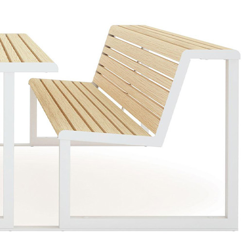 Double seat bench to table linking plates.