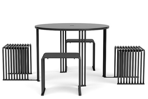 Round table with connected cube chairs. #XOCT-XBC4