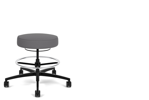 Hand-activated height adjustable tall stool with footring. #1416-11DR