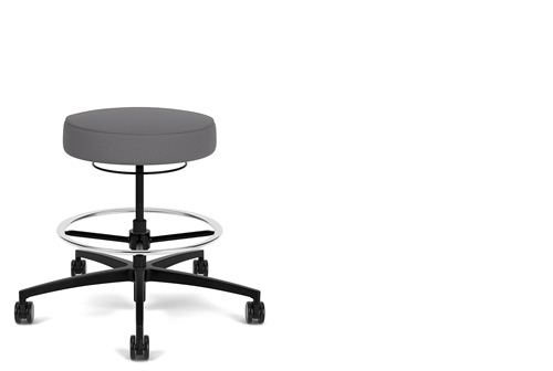 Hand-activated height adjustable extra-tall stool with footring. #1416-11XDR