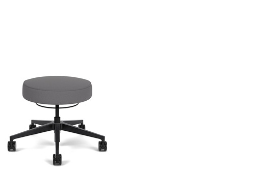 Hand-activated height adjustable stool on a high-crown base. #1416-13BB