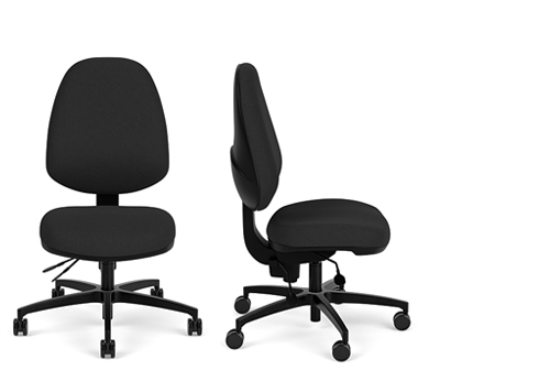 Mid Back Office Chair with Lumbar Support :  125-5C-51A20R-19AB-18BB-16HP-12LUM-9FA-GR A - Terra by Via Seating
